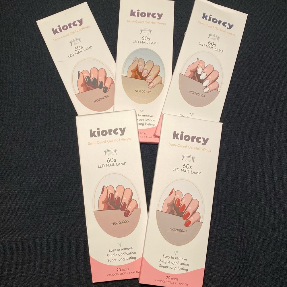 Kiorcy Semi-Cured Gel Nail Wraps Set of 5 Colors